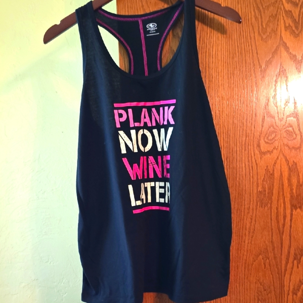 Athletic Works Black Tank Top with Pink Stitching